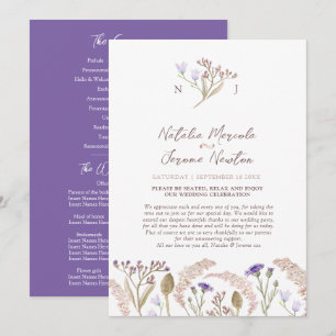 Wildflower and grasses watercolor wedding program