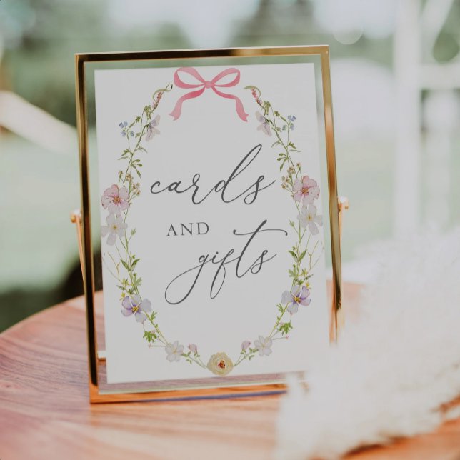 Wildflower and Pink Bow Cards and Gifts Sign (Creator Uploaded)