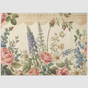Wildflower & Antique Rose Decoupage Cottagecore Tissue Paper