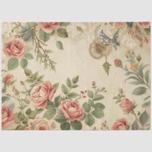 Wildflower & Antique Rose Decoupage Cottagecore Tissue Paper