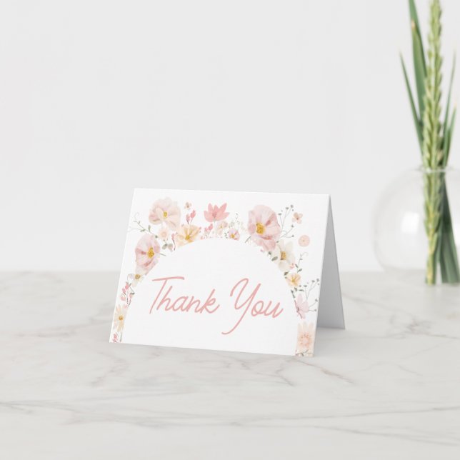 Wildflower Arch Baby in Bloom Baby Shower Thank You Card (Front)