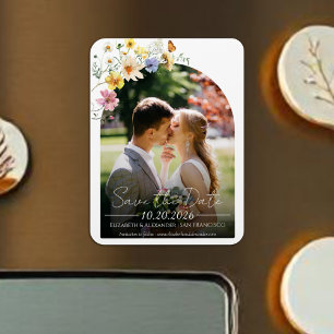 Wildflower Arch Boho Photo Save the Date Magnet