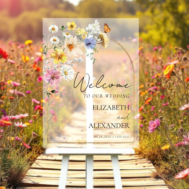 Wildflower Arch Gold |Wedding Acrylic Welcome Sign (Creator Uploaded)