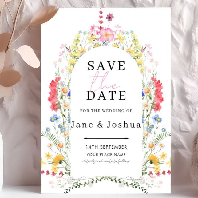 Wildflower Arch Watercolor Wedding Save the Date Invitation (Creator Uploaded)