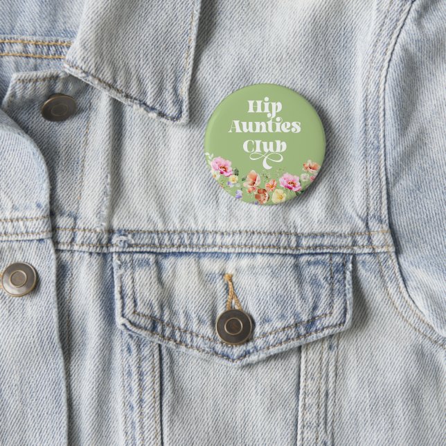 Wildflower auntie to be 2 inch round button (In Situ)