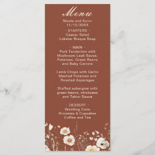 Wildflower Autumn Fall Floral Wedding Menu