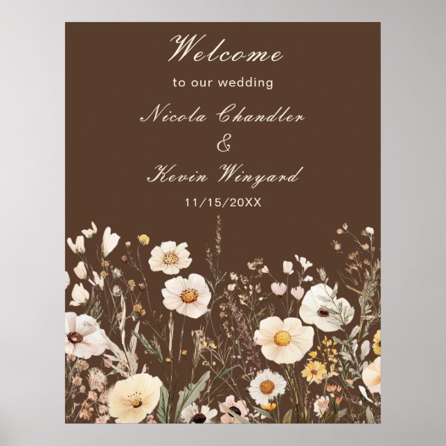 Wildflower Autumn Fall Floral Wedding Poster (Front)