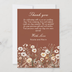 Wildflower Autumn Fall Floral Wedding Thank You Card