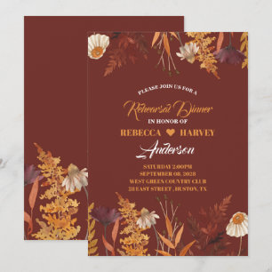 Wildflower Autumn Fall Wedding rehearsal dinner Invitation