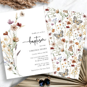 Wildflower Baby Baptism Invitation