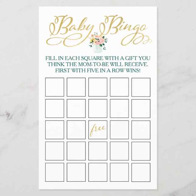 Wildflower Baby Bingo Game Flyer (Front)