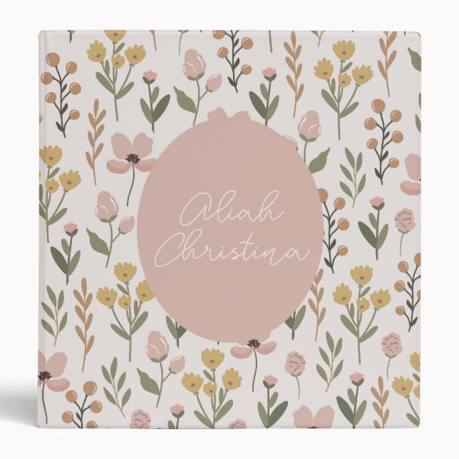 Wildflower Baby Book Binder Personalized Nursery  (Front)