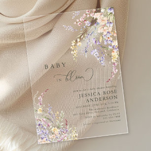 Wildflower Baby In Bloom Baby Shower  Acrylic Invitations