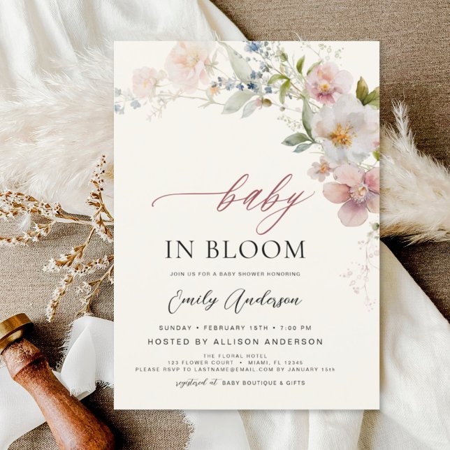 Wildflower Baby in Bloom Baby Shower Floral Invitation (Creator Uploaded)