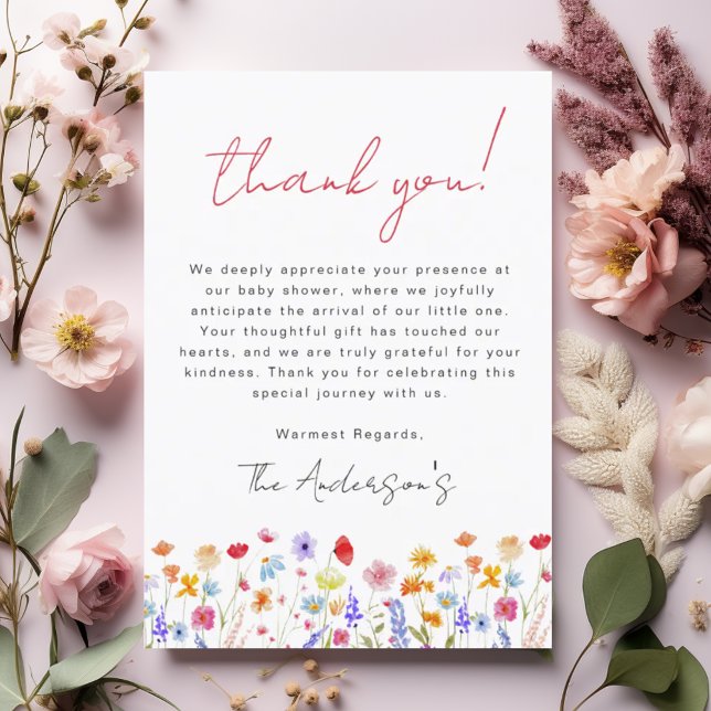 Wildflower Baby in Bloom Baby Shower Garden Thank You Card (Creator Uploaded)