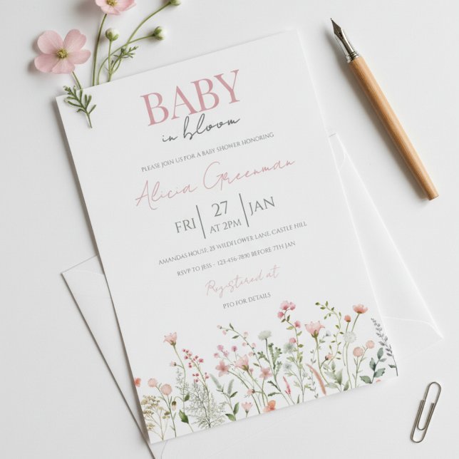 Wildflower Baby in Bloom Baby Shower Invitation (Créateur téléchargé)
