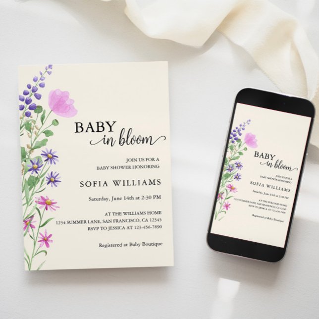 Wildflower Baby in Bloom Baby Shower Invitation (Creator Uploaded)