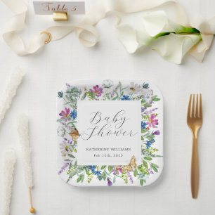 Wildflower Baby In Bloom Baby Shower Paper Plate