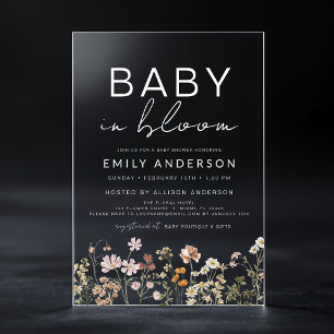 Wildflower Baby in Bloom Baby Shower Terracotta Acrylic Invitations