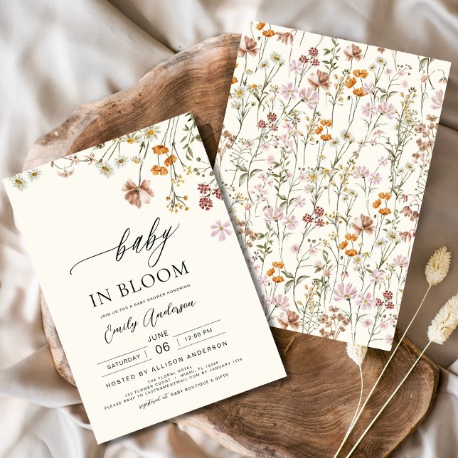 Wildflower Baby in Bloom Baby Shower Terracotta In Invitation (Creator Uploaded)
