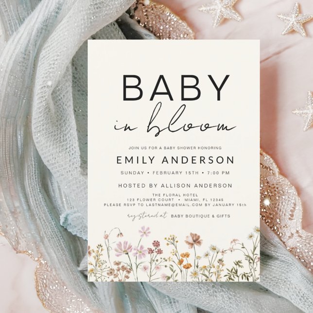 Wildflower Baby in Bloom Baby Shower Terracotta Invitation (Creator Uploaded)