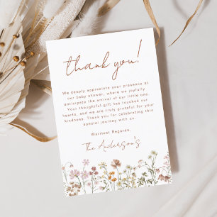 Wildflower Baby in Bloom Baby Shower Terracotta Thank You Card