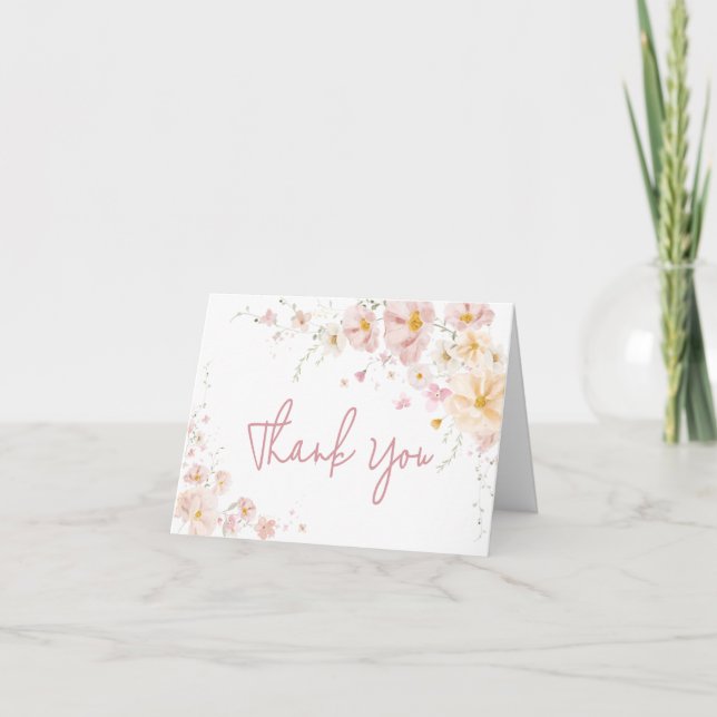 Wildflower Baby in Bloom Baby Shower Thank You Card (Front)