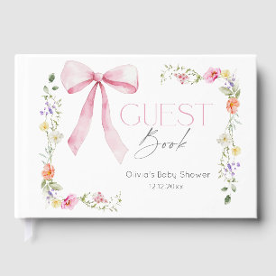 Wildflower Baby in Bloom Bow Baby shower Guest Book
