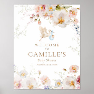 Wildflower Baby in Bloom Boy Baby Shower Poster