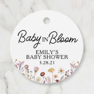 Wildflower baby in bloom favour tags