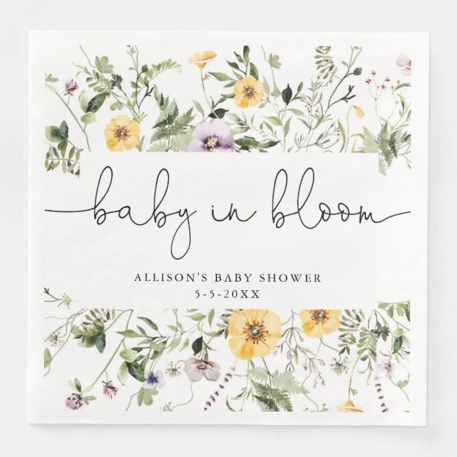 Wildflower Baby in Bloom Spring Floral baby shower Napkin (Front)