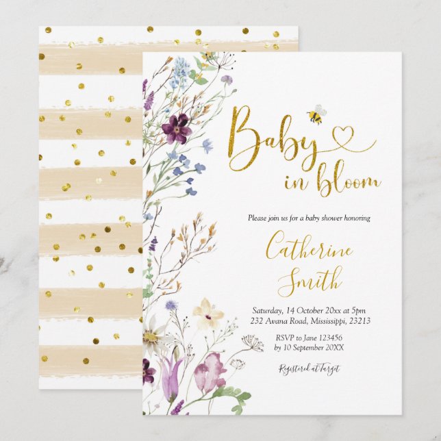 Wildflower Baby is in Bloom Baby Shower Invitation (Front/Back)