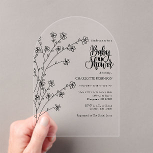 Wildflower Baby Shower  Acrylic Invitations