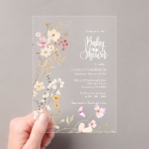 Wildflower Baby Shower  Acrylic Invitations