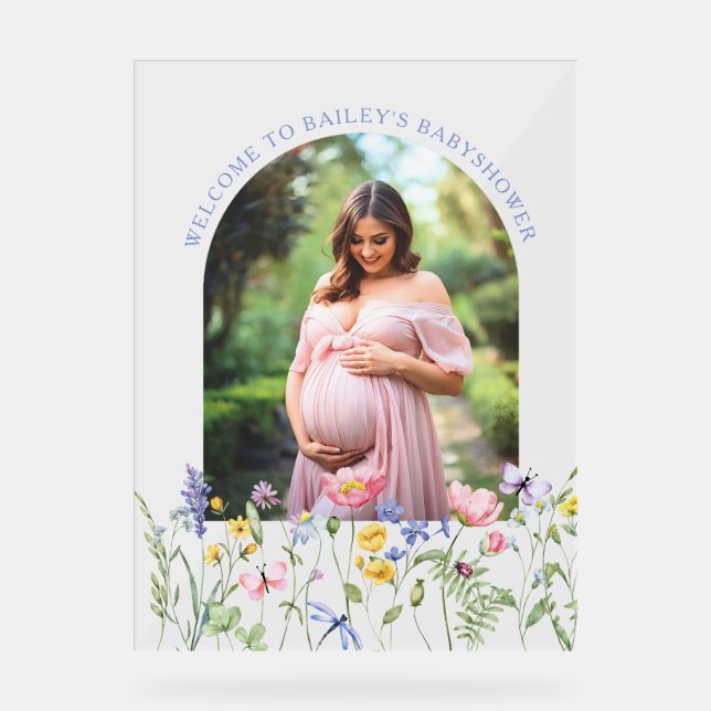 Wildflower baby shower Acrylic Sign  (Front)