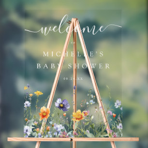 Wildflower Baby Shower Acrylic Sign