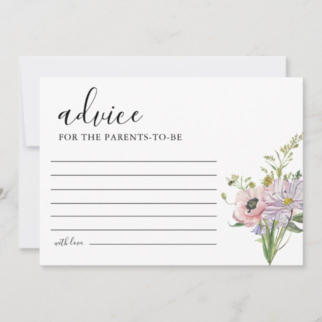 Wildflower Baby Shower Advice Card (Front)