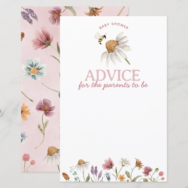 Wildflower Baby Shower Advice for Parents Activity (Front/Back)