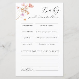 Wildflower Baby Shower Advice Game