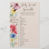 Wildflower Baby Shower Baby Word Scramble Game (Front)
