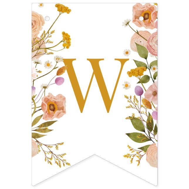 Wildflower baby shower banner, Garden party theme Bunting Flags (First Flag)