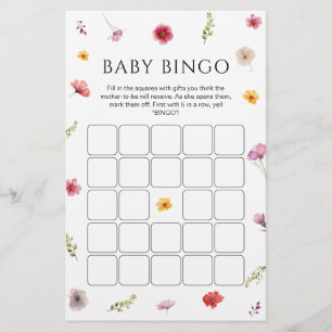 Wildflower Baby Shower Bingo Game