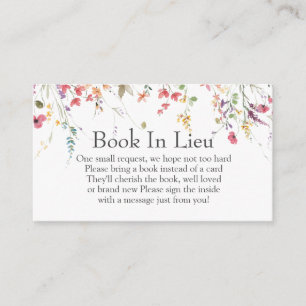 Wildflower Baby Shower Book In Lieu Insert