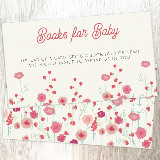 Wildflower Baby Shower Book Request Enclosure Card (Wildflower custom text baby shower book request enclosure card)