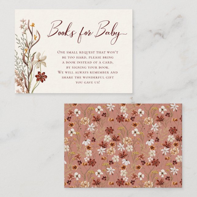 Wildflower Baby Shower Book Request Enclosure Card (Front/Back)