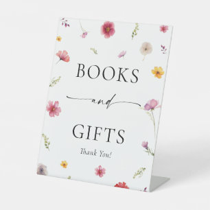 Wildflower Baby Shower Books and Gifts Pedestal Sign