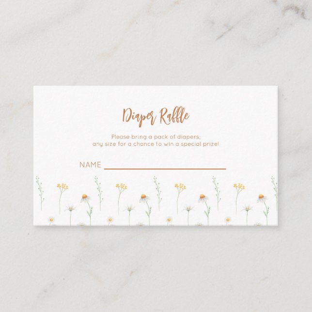 Wildflower Baby Shower Diaper Raffle Card (Front)