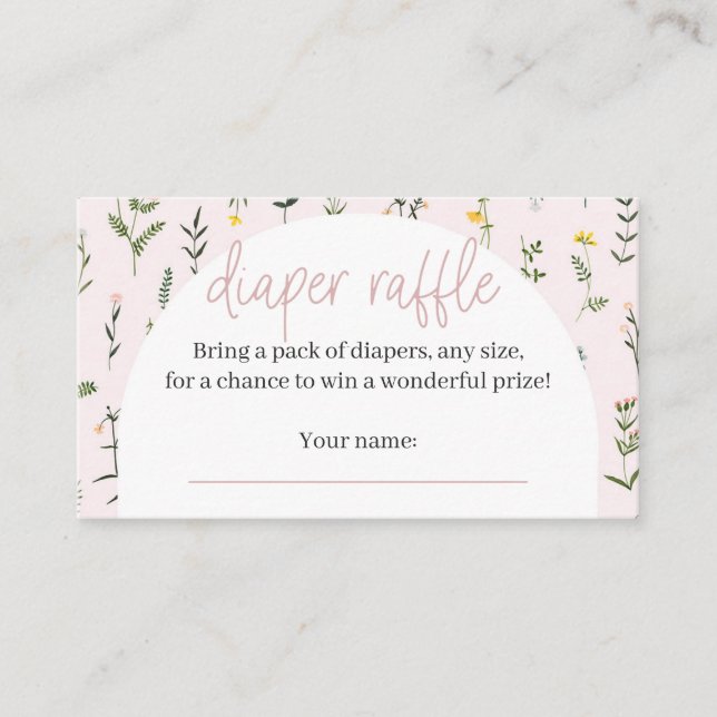 Wildflower Baby Shower Diaper Raffle Cards (Front)