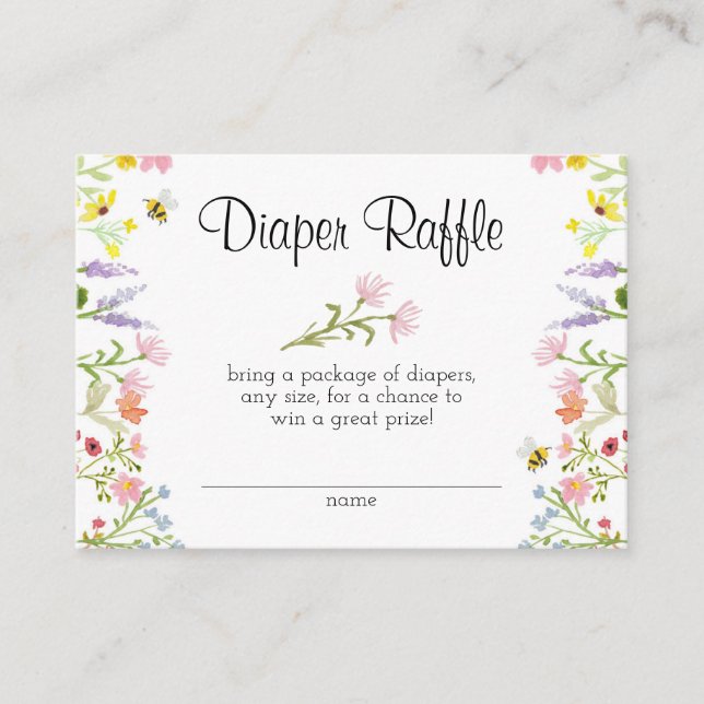 Wildflower Baby Shower Diaper Raffle  Enclosure Card (Front)