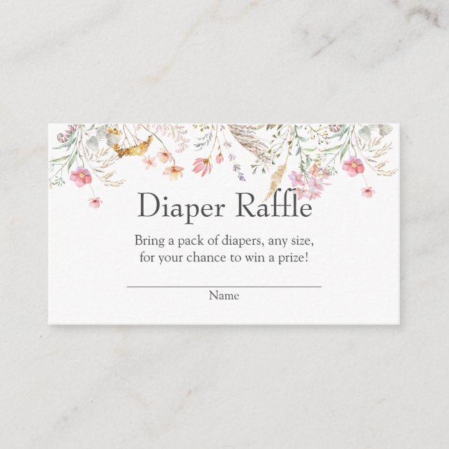 Wildflower Baby Shower Diaper Raffle Insert (Front)